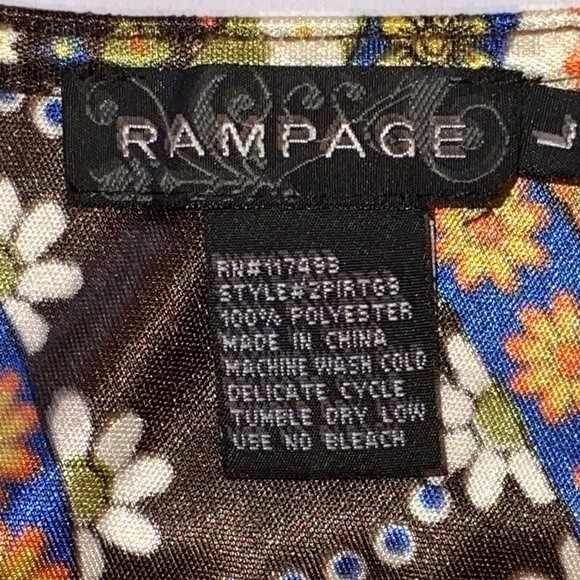 90s Rampage Top One shoulder Satin Paisley print Brown Smocked Waist Size L - Picture 8 of 11